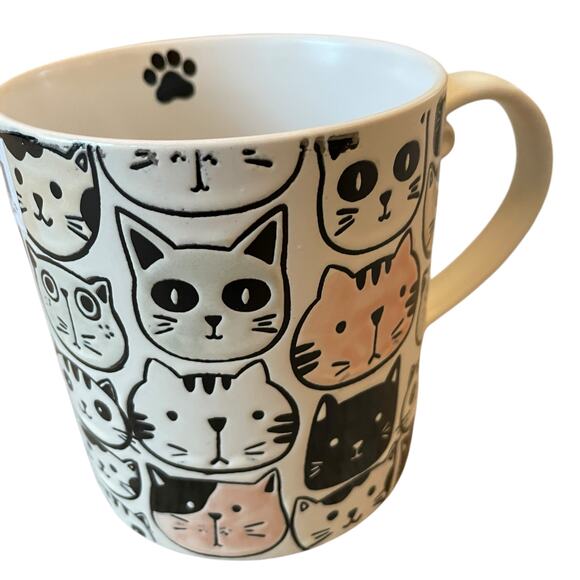Spectrum Designz MITSY CAT FACE Coffee Tea Mugs 21oz Stoneware Set of 2 NEW - Picture 6 of 15